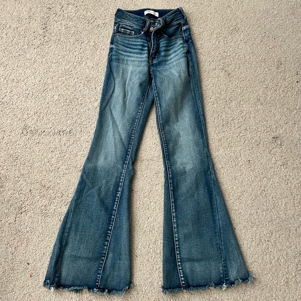 Women’s buckle jeans, size 24, flared leg